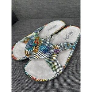 ALEGRIA Sandals Womens EU 39 US 8.5 Violet VIO-720 Rainbow Python Leather Slide